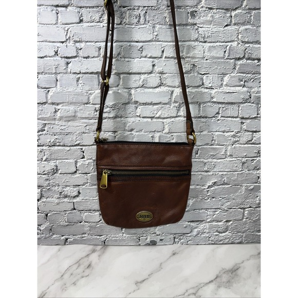 Fossil Explorer Mini Crossbody Bag Cowhide Leather Brown ✅ - Picture 1 of 11